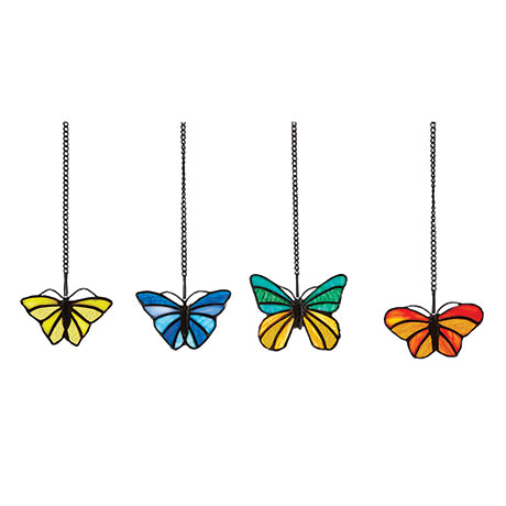 Butterfly Stained Glass Hangers Set of 4