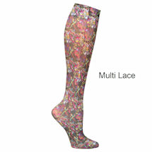 Alternate Image 7 for Celeste Stein® Women's Printed Closed Toe Wide Calf Mild Compression Knee High Stockings