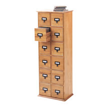 Oak Library Card File Storage Cabinet - 2 Column
