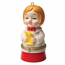 Porcelain Surprise Ornament - Caroler Girl