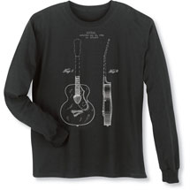 Alternate Image 1 for Vintage Patent Drawing Shirts - Guitar