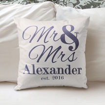 Alternate Image 1 for Personalized Mr. & Mrs. Throw Pillow
