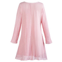 Alternate image Swirls of Lace & Crochet Long Sleeve Tunic - Pink