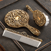 Alternate image Antique Brass Brush Comb And Mirror Gift Set