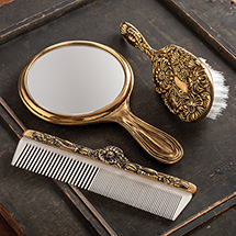 Alternate image Antique Brass Brush Comb And Mirror Gift Set