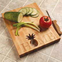 Alternate image Words With Boards Maple Hardwood Cutting Board - "Home" with Hand-Cut Pineapple Accent - Premium USA-Made Butcher Block