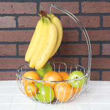 Alternate Image 2 for Culinaire Wire Fruit Basket with Banana Hanger - Countertop Food Storage Bowl with Hook
