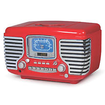 Alternate Image 1 for Corsair Clock Radio/CD Player with Bluetooth - Red