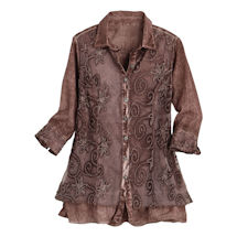 Alternate image Women's Lavish Lace Layered Button Down Blouse