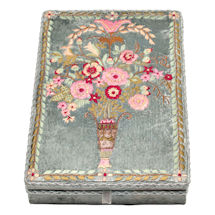 Alternate Image 1 for Floral Embroidered Velvet Jewelry Box - Vintage Look