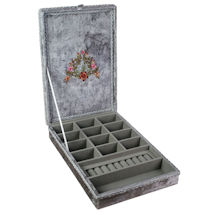 Alternate Image 2 for Floral Embroidered Velvet Jewelry Box - Vintage Look