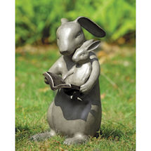 Alternate image Reading Rabbits Sharing a Story Sculpture - 14" Cast Aluminum