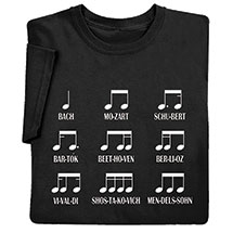 Alternate image for Composer Names Rhythm T-Shirt or Sweatshirt