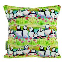 Alternate image for Puffin and Flowers Pillow Cover