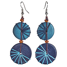 Alternate image Starburst Wooden Disc Necklace and Earrings Set