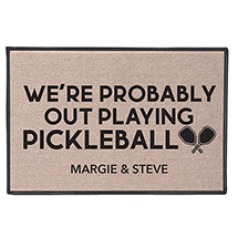 Personalized Out Playing Pickleball Doormat