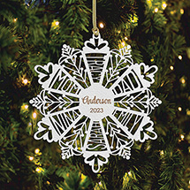 Alternate image Personalized Multiple Names Snowflake Ornament