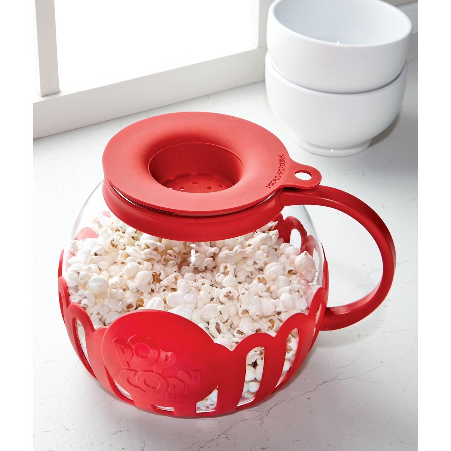 Micro-Pop Microwave Popcorn Maker - Food Safe Glass and Silicone Carafe