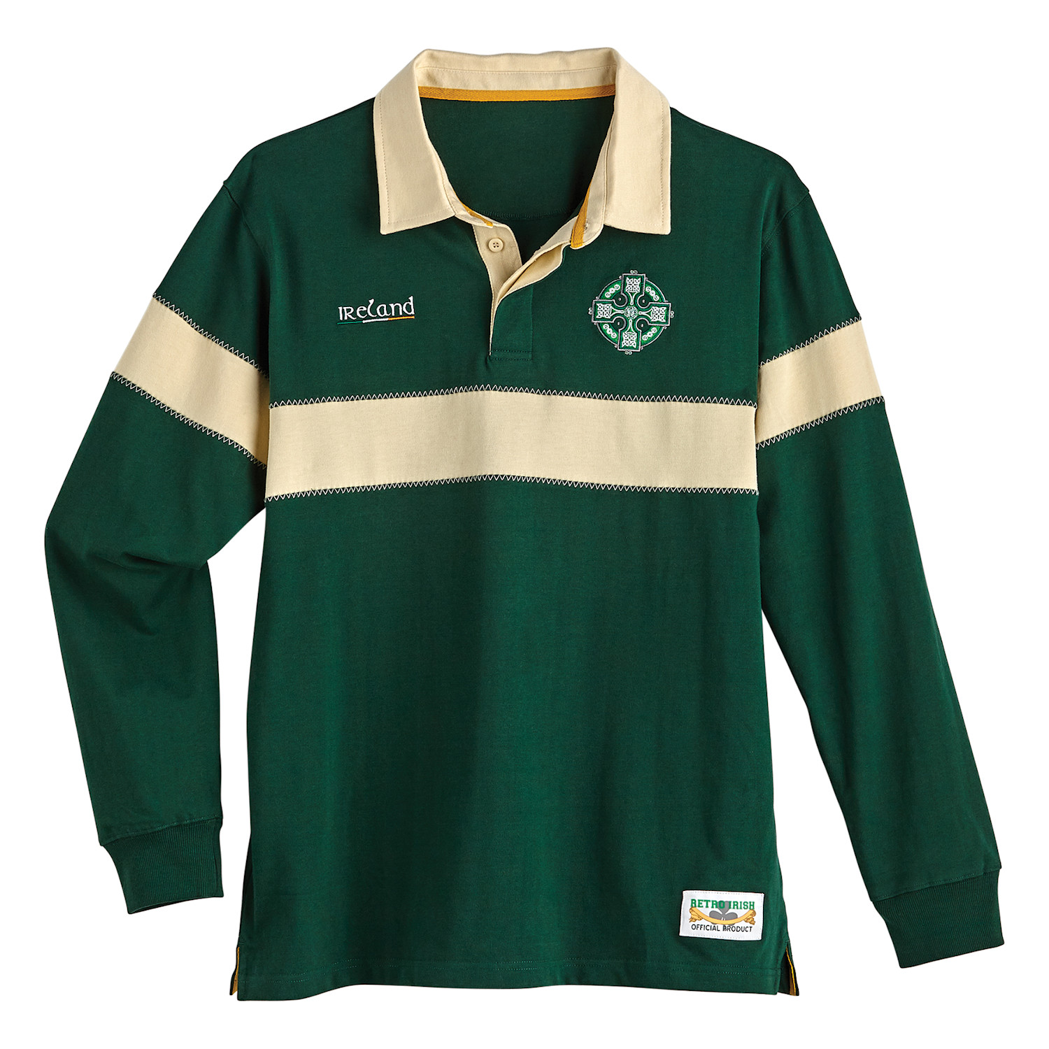 Ireland Retro Rugby Polo Embroidered Crest S-XXXL 